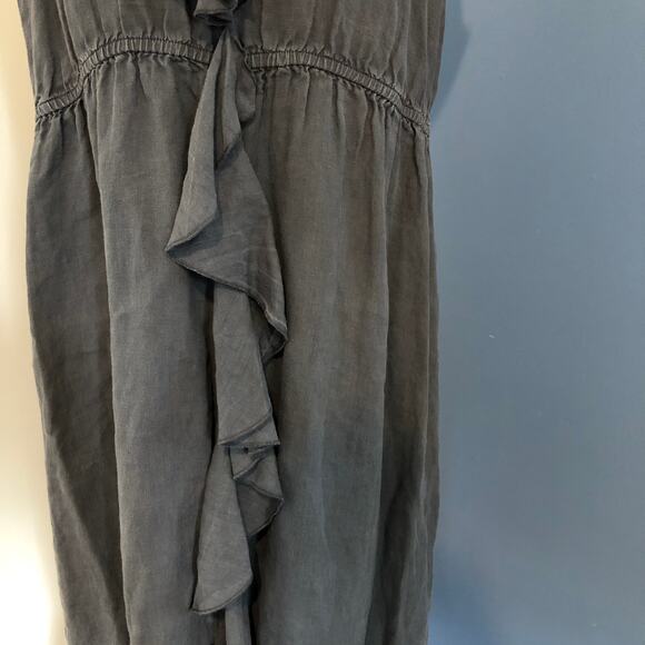 VTG 90s Russ Berens Malibu Gray Ruffle Midi Dress L Coastal Minimalist Made USA - Picture 4 of 12
